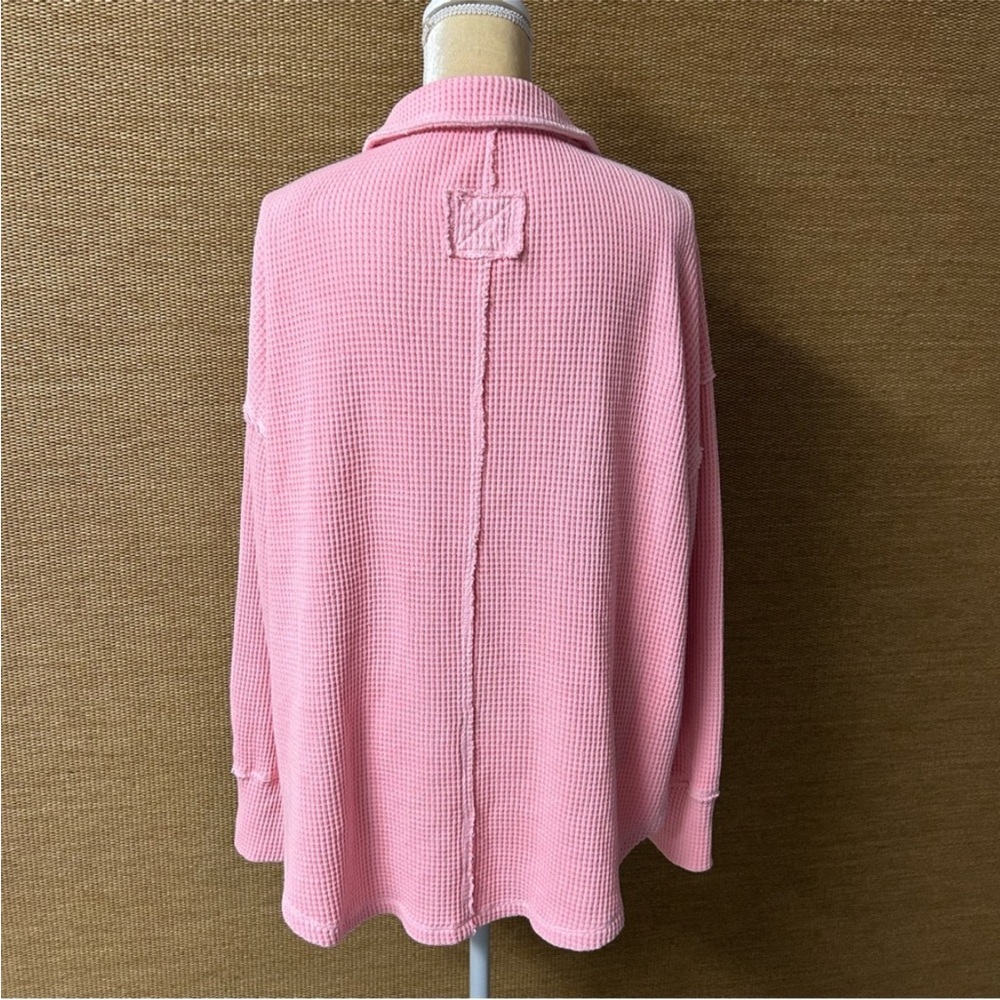 Aerie Top Women’s Medium Pink Waffle Knit - Picture 3 of 4